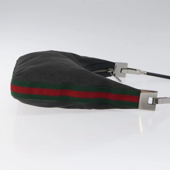 GUCCI Web Sherry Line Shoulder Bag Canvas Black Red Green - Picture 3 of 16